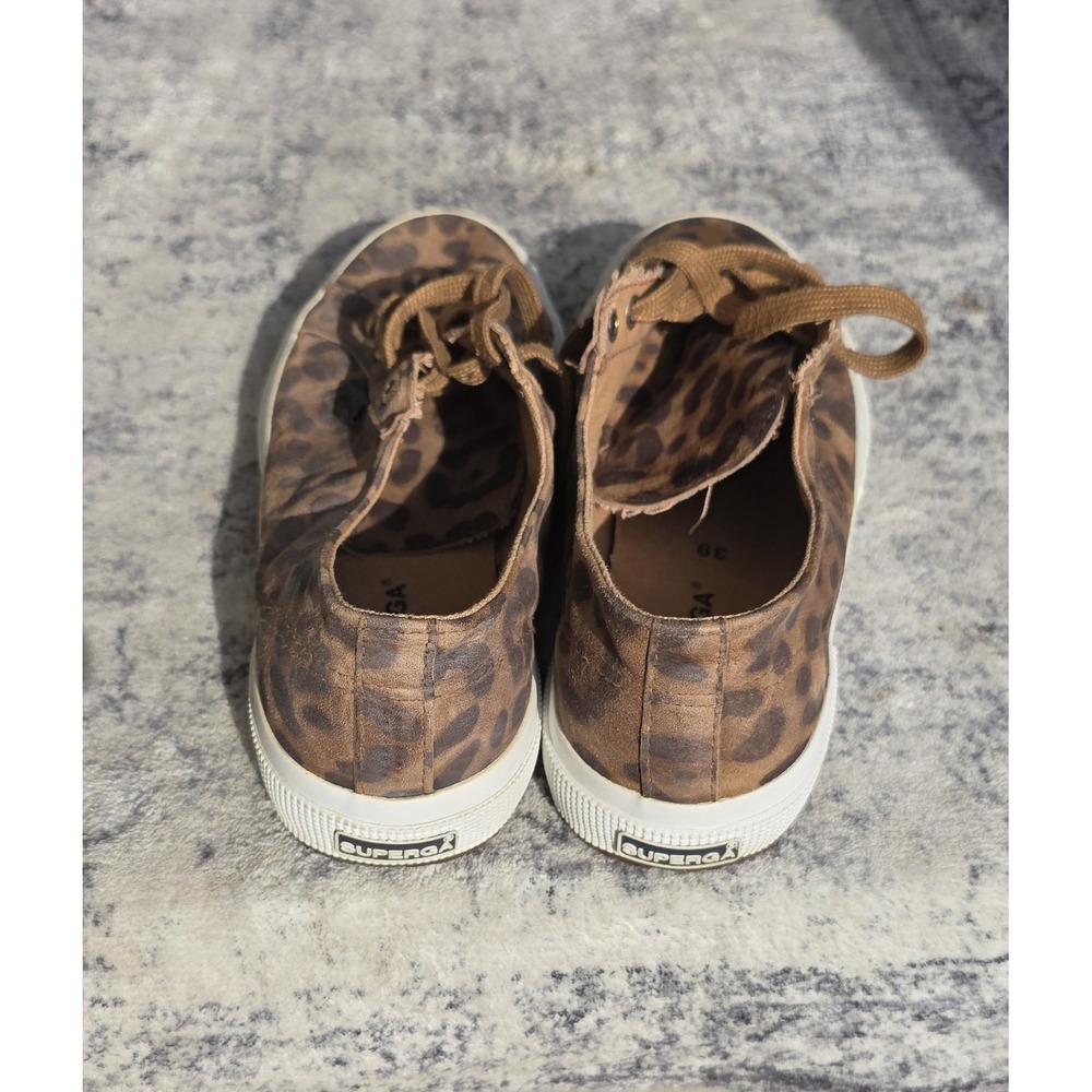 Superga Leather Leopard Print Sneakers unisex adults size 6.5 M 8W - Picture 3 of 7